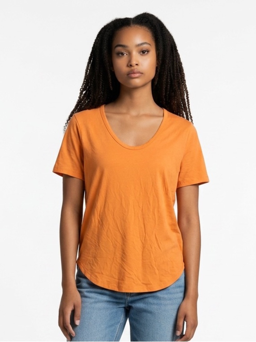 Women's Short Sleeve Scoop Neck Tee - Orange